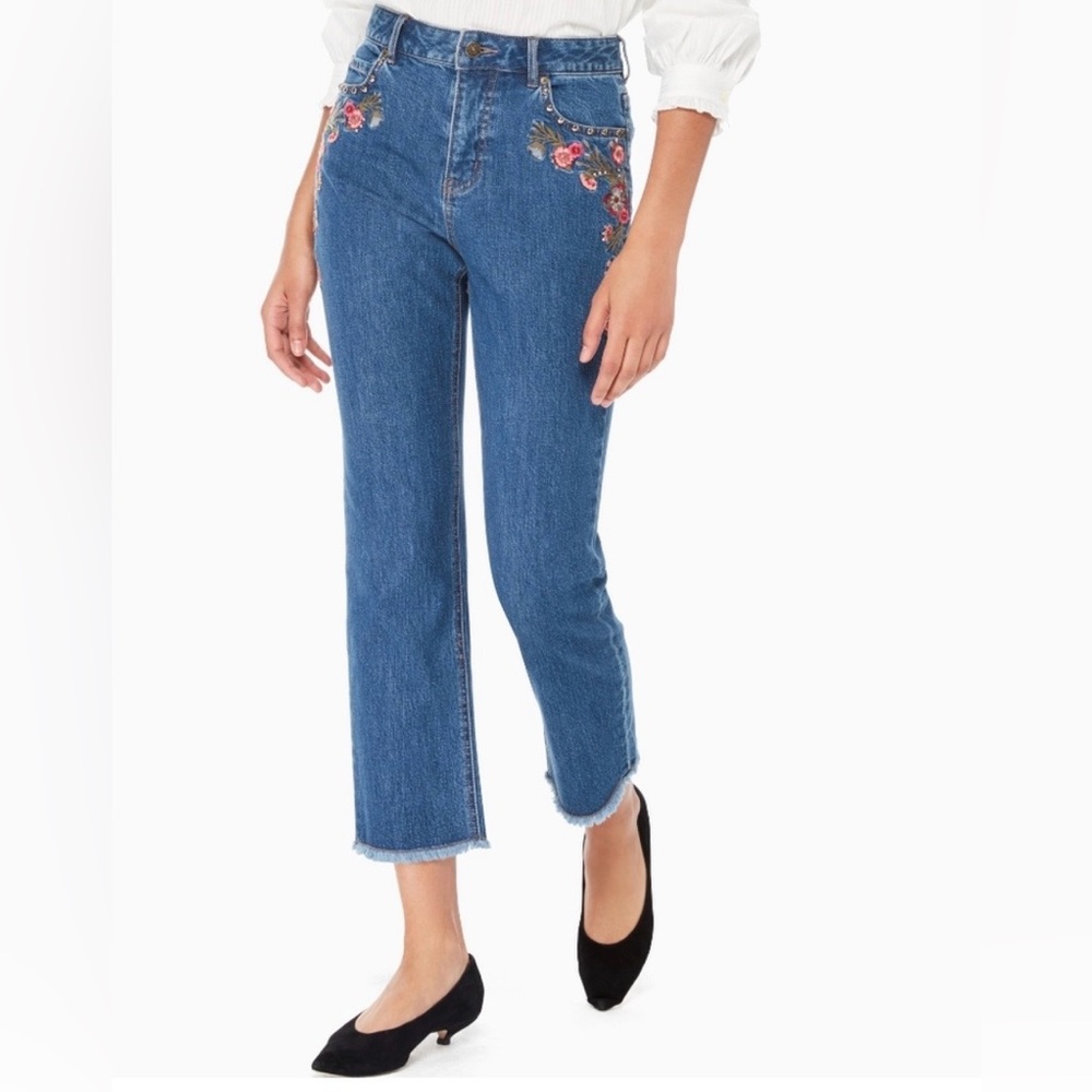 Kate Spade Broome Street Embroidered Floral Jeans Size 29